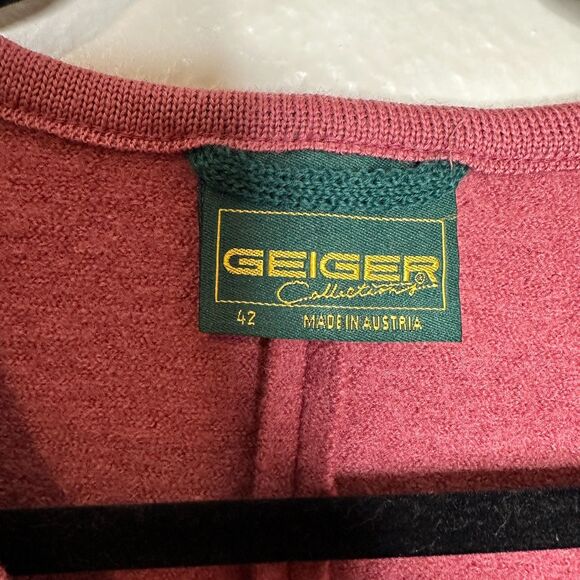 Vintage Geiger Wool Jacket Womens 42 L/XL Austrian Pink Boiled Wool Button Up - Picture 4 of 9